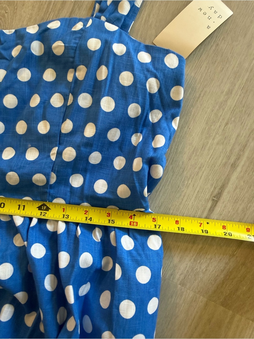 NWT New A New Day Blue Polka Dot Maxi Dress Large Sundress Sweet Heart  Neckline - Picture 7 of 7